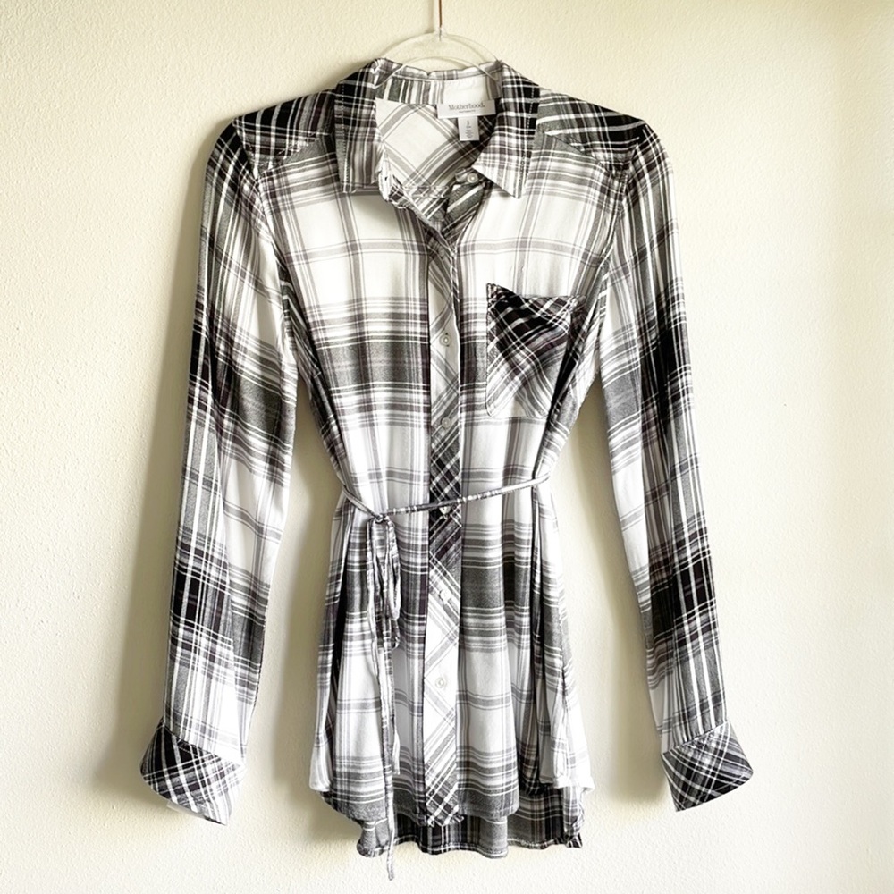 Motherhood Maternity plaid button down shirt - size S